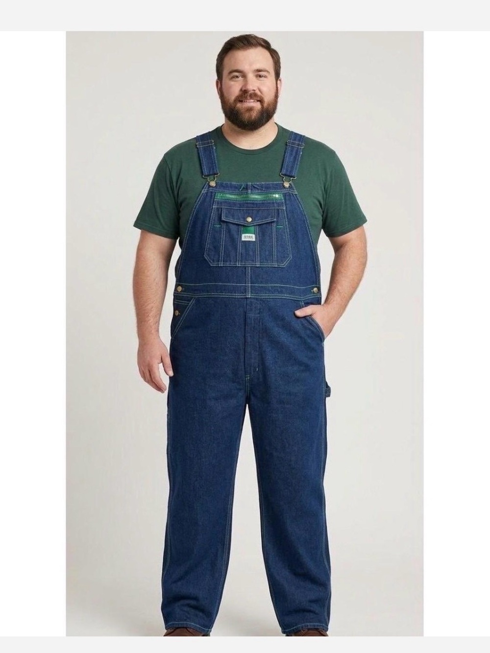 liberty Men's Blue Denim Overalls with Green Trim